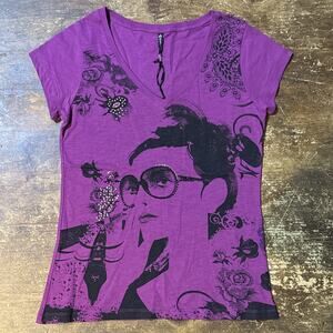 Avida Women’s XL Magenta Graphic Short Sleeve T-shirt NWT